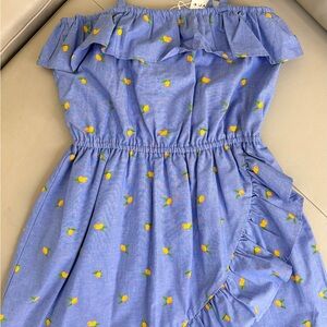 Janie and Jack Blue Lemon Ruffle Sundress with Elastic Waist